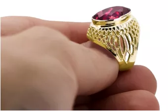 Oro amarillo de 14 quilates Rubí Anillo Artesanía vintage vrc089y